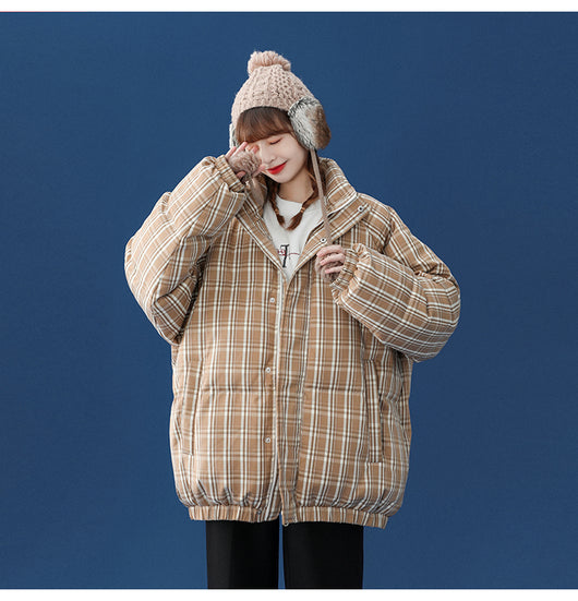 Abrigo Acolchado a Cuadros para Mujer - Chaqueta Corta Abrigadora - Image 8