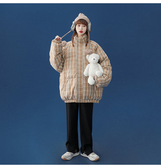 Abrigo Acolchado a Cuadros para Mujer - Chaqueta Corta Abrigadora - Image 11