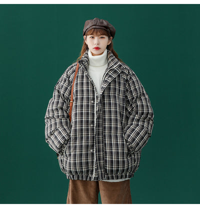 Abrigo Acolchado a Cuadros para Mujer - Chaqueta Corta Abrigadora - Image 12