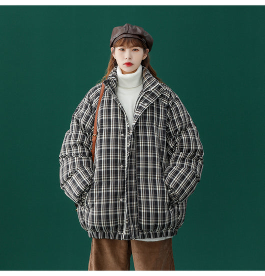 Abrigo Acolchado a Cuadros para Mujer - Chaqueta Corta Abrigadora - Image 12