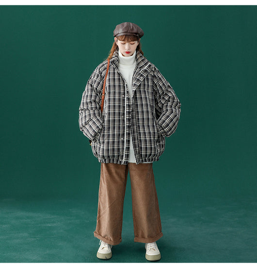 Abrigo Acolchado a Cuadros para Mujer - Chaqueta Corta Abrigadora - Image 13