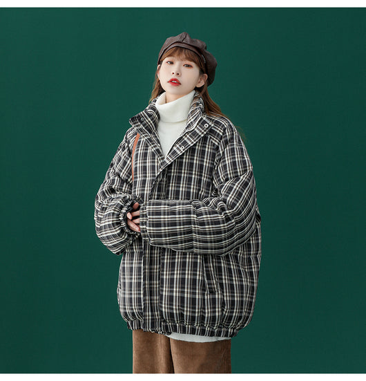 Abrigo Acolchado a Cuadros para Mujer - Chaqueta Corta Abrigadora - Image 14