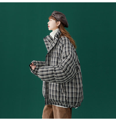 Abrigo Acolchado a Cuadros para Mujer - Chaqueta Corta Abrigadora - Image 16