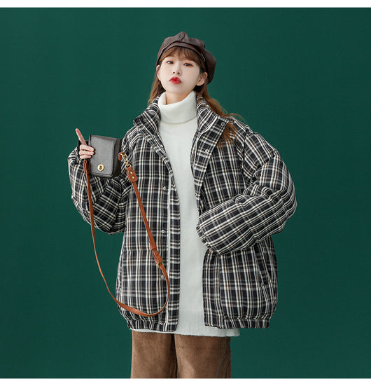 Abrigo Acolchado a Cuadros para Mujer - Chaqueta Corta Abrigadora - Image 17