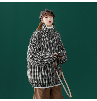 Abrigo Acolchado a Cuadros para Mujer - Chaqueta Corta Abrigadora - Image 18
