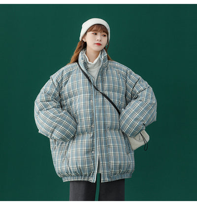 Abrigo Acolchado a Cuadros para Mujer - Chaqueta Corta Abrigadora - Image 20