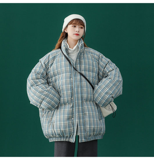 Abrigo Acolchado a Cuadros para Mujer - Chaqueta Corta Abrigadora - Image 20