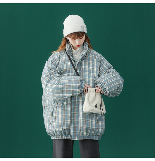 Abrigo Acolchado a Cuadros para Mujer - Chaqueta Corta Abrigadora - Image 22