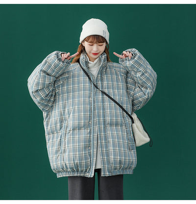 Abrigo Acolchado a Cuadros para Mujer - Chaqueta Corta Abrigadora - Image 23
