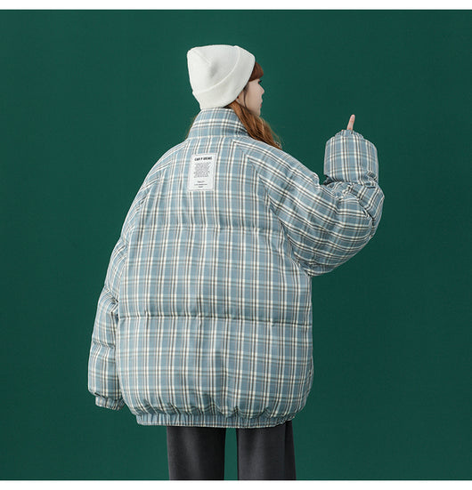 Abrigo Acolchado a Cuadros para Mujer - Chaqueta Corta Abrigadora - Image 26