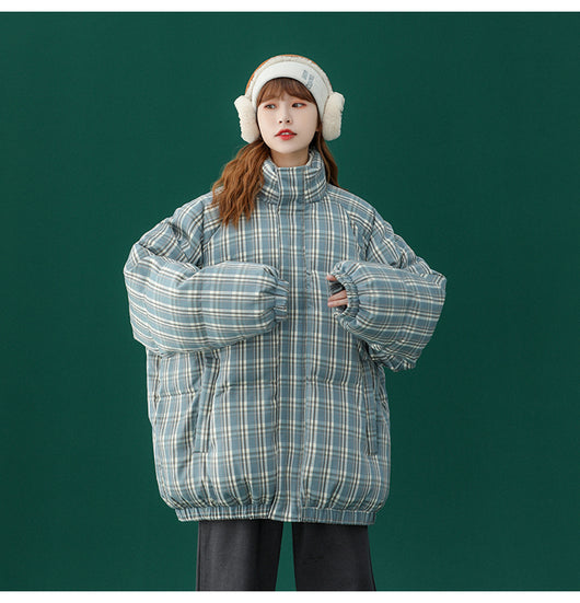 Abrigo Acolchado a Cuadros para Mujer - Chaqueta Corta Abrigadora - Image 27