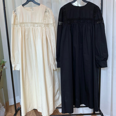 Vestido Suelto de Encaje con Cuello Redondo y Mangas Abullonadas - Image 15