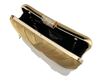 Bolso de Noche Elegante con Cierre Diamante Trenzado y Flecos Metálicos - Image 25