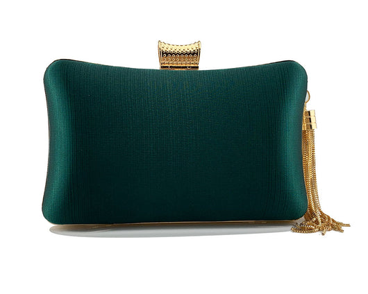Bolso de Noche Elegante con Cierre Diamante Trenzado y Flecos Metálicos - Image 27