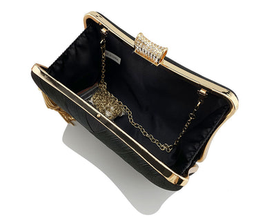Bolso de Noche Elegante con Cierre Diamante Trenzado y Flecos Metálicos - Image 40
