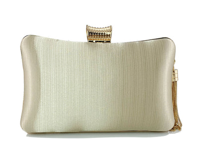 Bolso de Noche Elegante con Cierre Diamante Trenzado y Flecos Metálicos - Image 42
