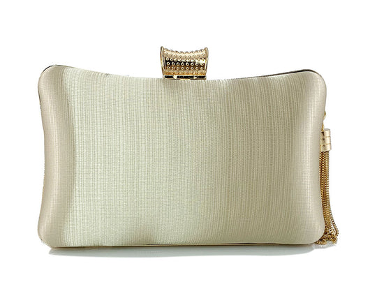 Bolso de Noche Elegante con Cierre Diamante Trenzado y Flecos Metálicos - Image 42