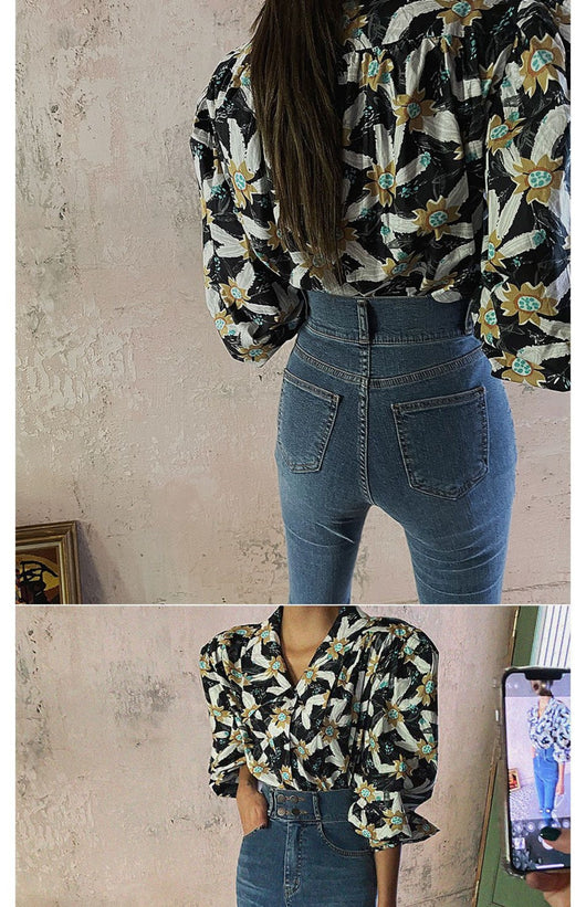 Jeans Skinny Elásticos Cintura Alta con Micro Acampanado - Image 12