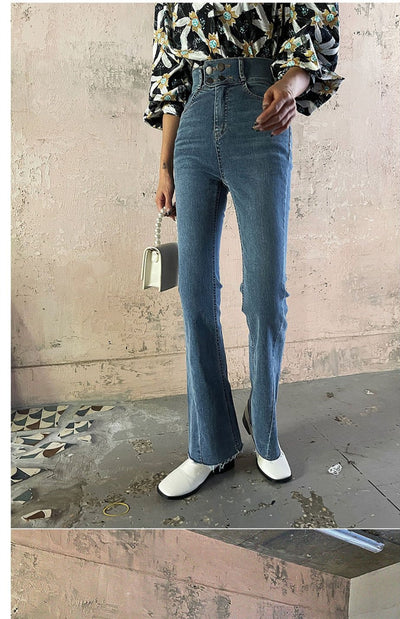 Jeans Skinny Elásticos Cintura Alta con Micro Acampanado - Image 14
