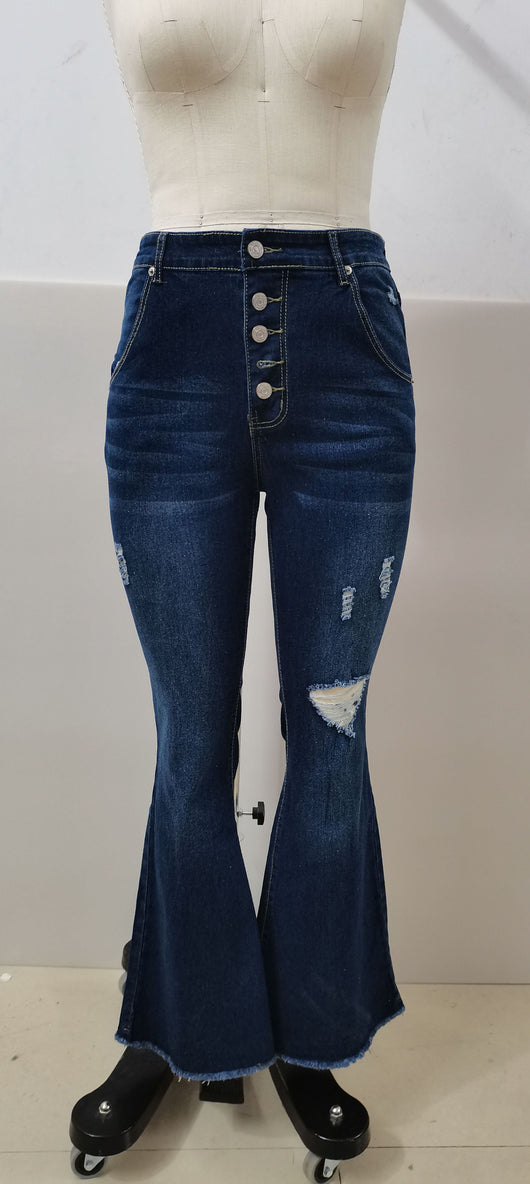 Pantalones Vaqueros Flare de Talle Alto con Rotos y Stretch - Image 7