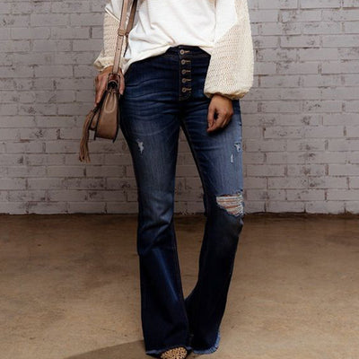 Pantalones Vaqueros Flare de Talle Alto con Rotos y Stretch - Image 10