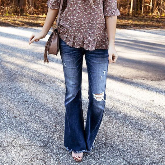 Pantalones Vaqueros Flare de Talle Alto con Rotos y Stretch - Image 17