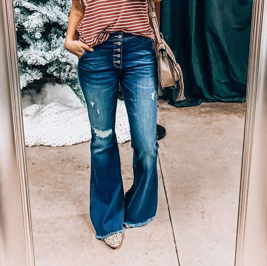 Pantalones Vaqueros Flare de Talle Alto con Rotos y Stretch - Image 18