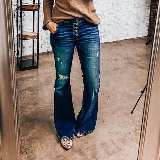 Pantalones Vaqueros Flare de Talle Alto con Rotos y Stretch - Image 19