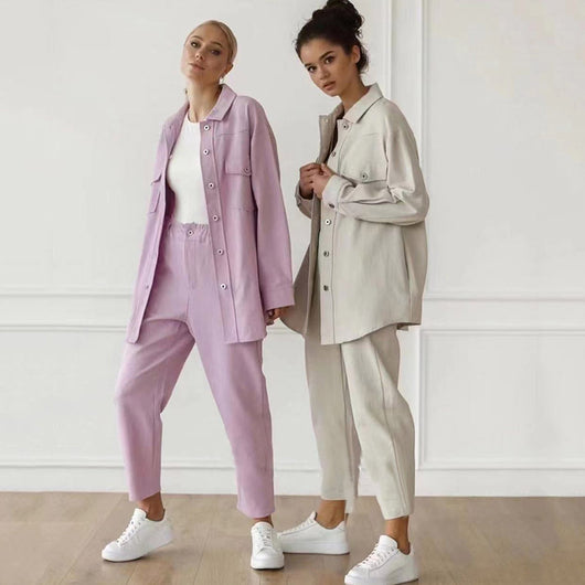 Conjunto Elegante de Blazer y Pantalón en Colores Sólidos - Image 7