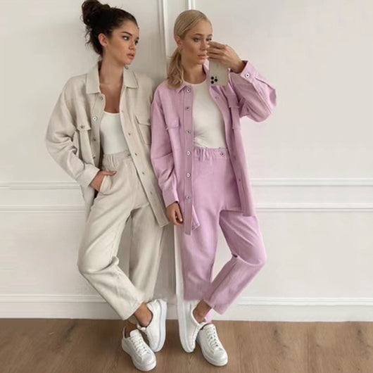 Conjunto Elegante de Blazer y Pantalón en Colores Sólidos - Image 9