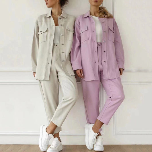 Conjunto Elegante de Blazer y Pantalón en Colores Sólidos - Image 10