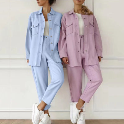 Conjunto Elegante de Blazer y Pantalón en Colores Sólidos - Image 11