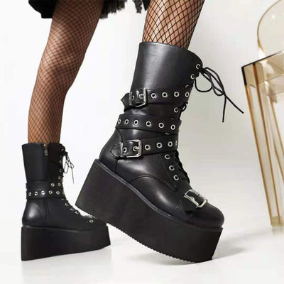 Botas Cortas con Plataforma y Hebilla para Otoño e Invierno - Image 10