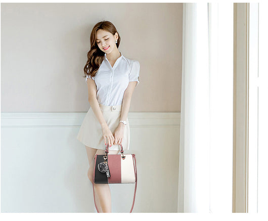Bolsa Mensajero de Rayas Contraste Estilo Coreano - Image 11