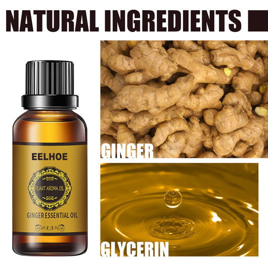 EELHOE Ginger Essential Oil 10ml bottle and box, a plant aroma and vegetable aromatic oil for massage or humidifier. - Image 5