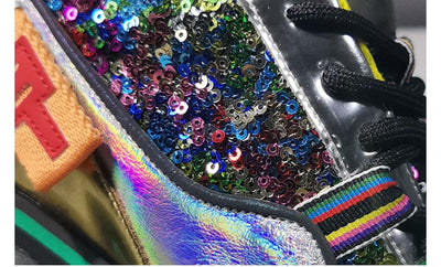 Zapatos Plataforma con Lentejuelas de Cuero y Bloques de Color - Image 13