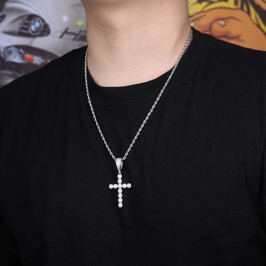 Collar Colgante Cruz Jesús Retro con Circonitas Brillantes para Hombre y Mujer - Image 10