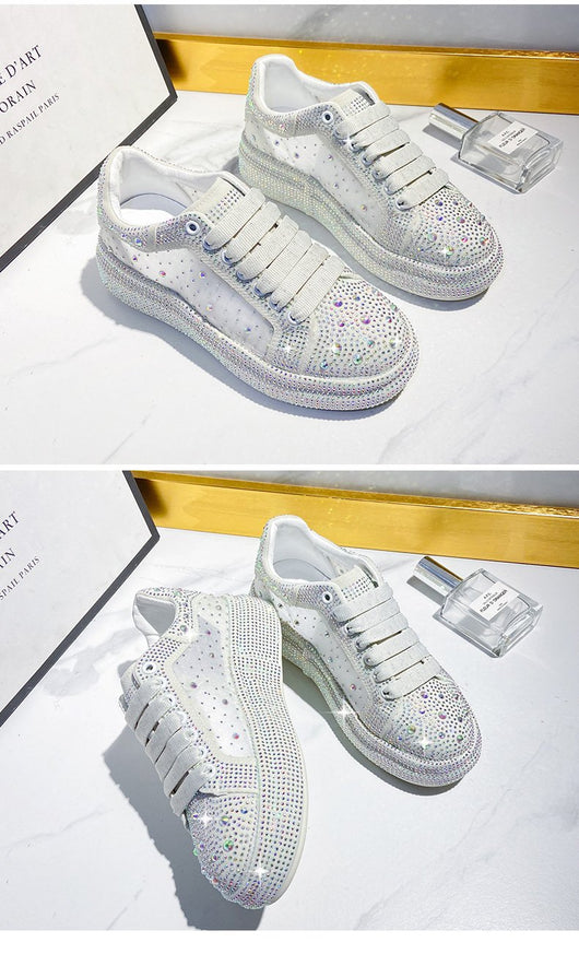 Tenis Casuales Respirable con Detalles de Cristales y Cordones - Image 12