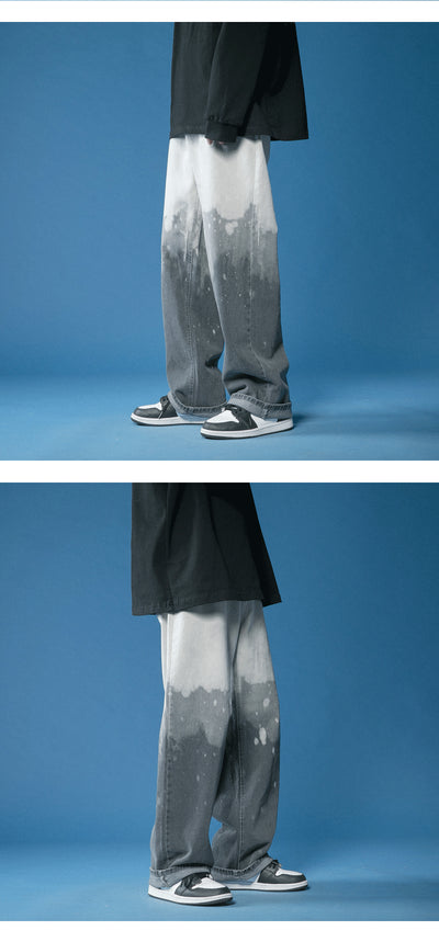 Pantalones Denim Tie-dye Degradado Pierna Ancha para Hombre - Image 13