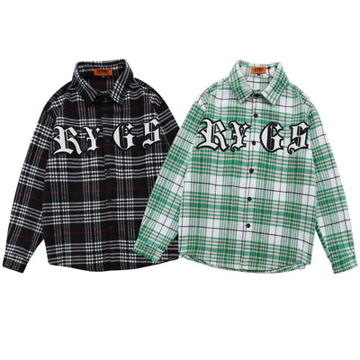 Camisa Cuadriculada con Bordado de Letras para Hombre - Image 6