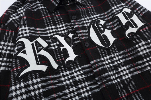 Camisa Cuadriculada con Bordado de Letras para Hombre - Image 12