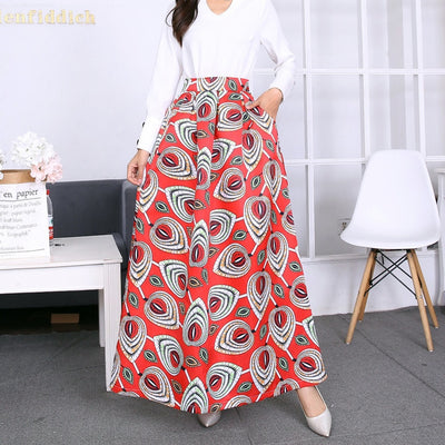 Falda Estampada Midi con Vuelo Amplio para Mujer - Image 9