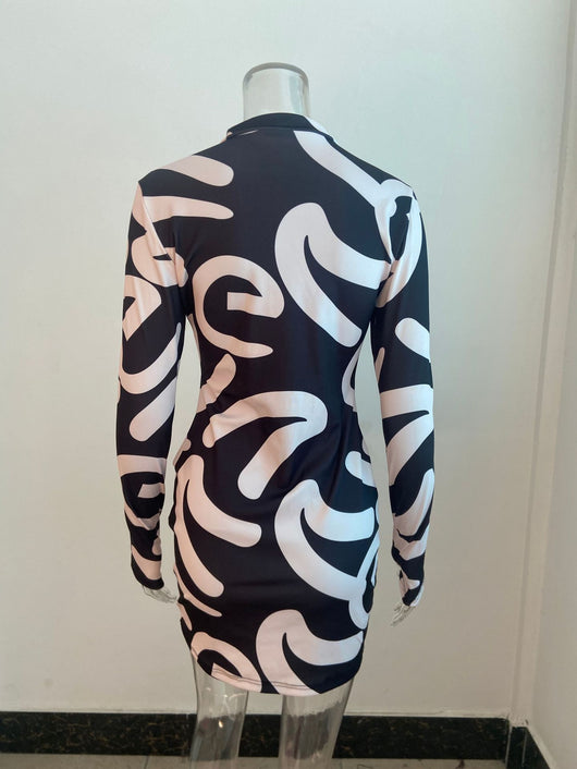 Vestido Ajustado con Cierre y Bolsillo Lateral - Manga Larga Cuello V - Image 12