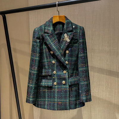Traje Cuadrillé de Lana para Mujer - Estilo Urbano Sofisticado - Image 8