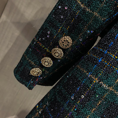 Traje Cuadrillé de Lana para Mujer - Estilo Urbano Sofisticado - Image 14