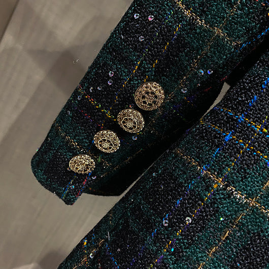 Traje Cuadrillé de Lana para Mujer - Estilo Urbano Sofisticado - Image 14