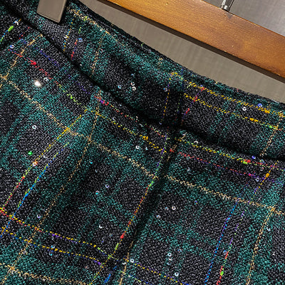 Traje Cuadrillé de Lana para Mujer - Estilo Urbano Sofisticado - Image 15