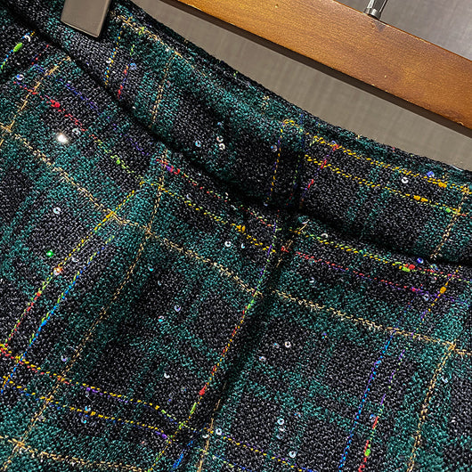 Traje Cuadrillé de Lana para Mujer - Estilo Urbano Sofisticado - Image 15
