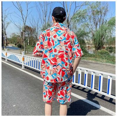 Conjunto de Playa Floral para Hombre - Camisa y Pantalones Cortos - Image 11