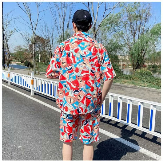 Conjunto de Playa Floral para Hombre - Camisa y Pantalones Cortos - Image 11